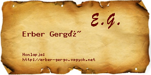 Erber Gergő névjegykártya